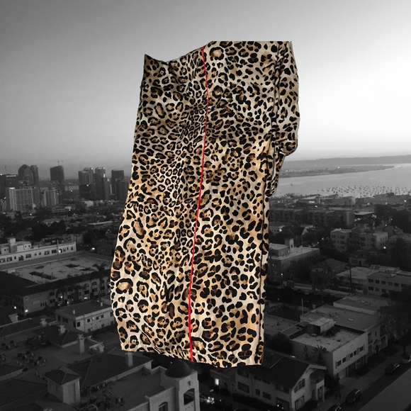 XS Topshop leopard print romper. Wide legged, with a red running stripe. - Picture 6 of 7